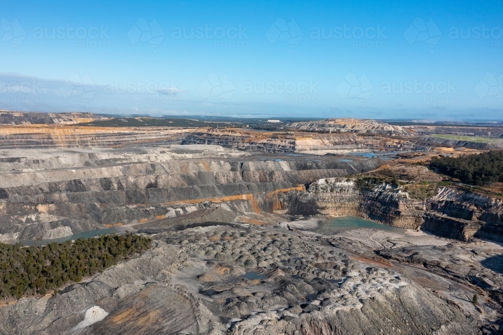 open cut coal mine with water - Australian Stock Image