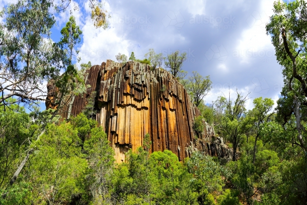 Organ-pipes or columnar jointing of Sawn Rocks, Kaputar National Park - Australian Stock Image