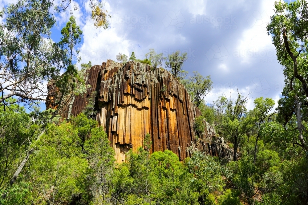 Organ-pipes or columnar jointing of Sawn Rocks, Kaputar National Park - Australian Stock Image