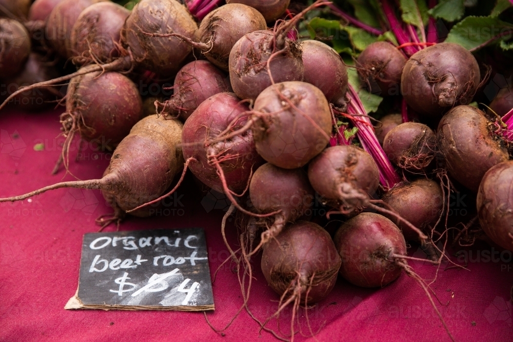 organic beetroot for sale at the markets - Australian Stock Image