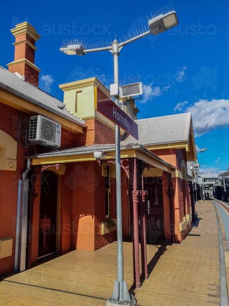 Original railway station building at Hornsby NSW, just after COVID19  'iso' - Australian Stock Image