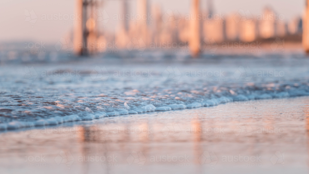 Out of focus view of gold coast skyline from the beach - Australian Stock Image