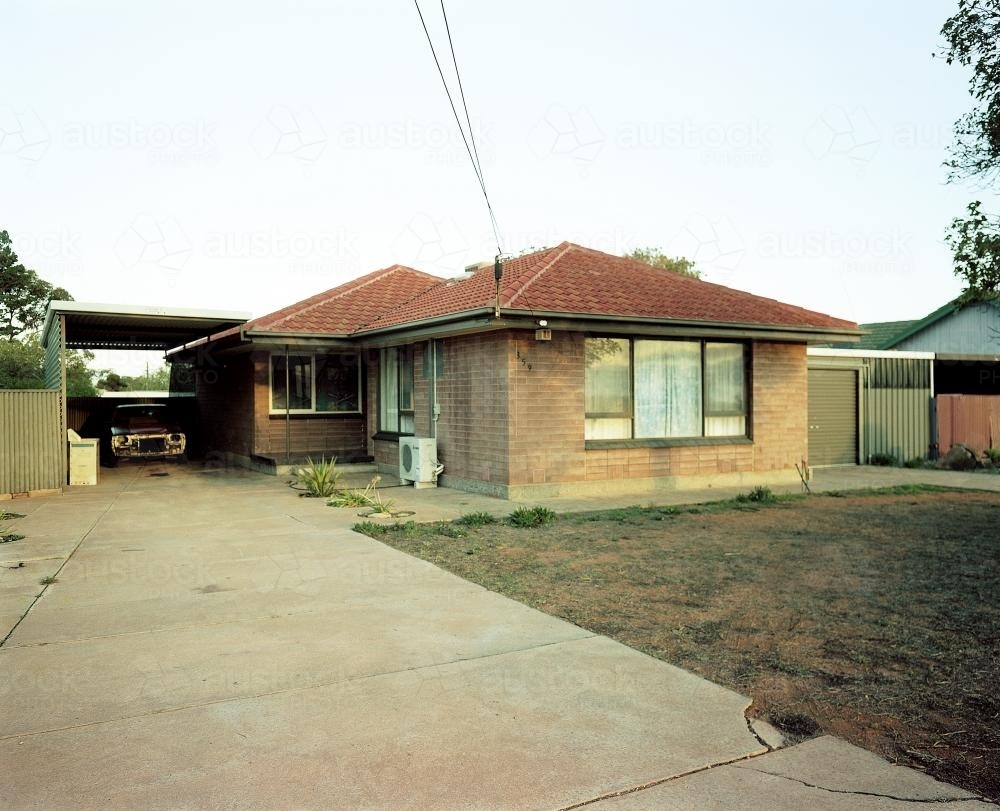 Outback suburban brick house - Australian Stock Image