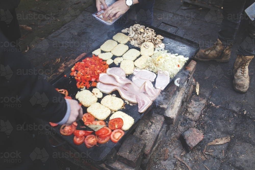 Outdoor Camping Breakfast - Australian Stock Image