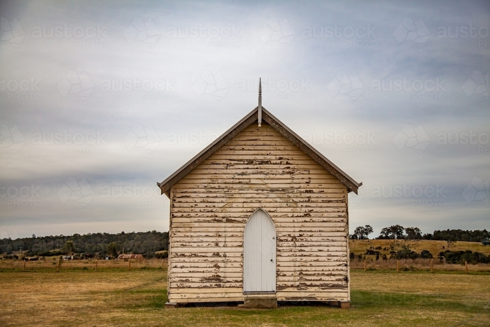 Little Paddocks Wedding Chapel on overcast day - Australian Stock Image