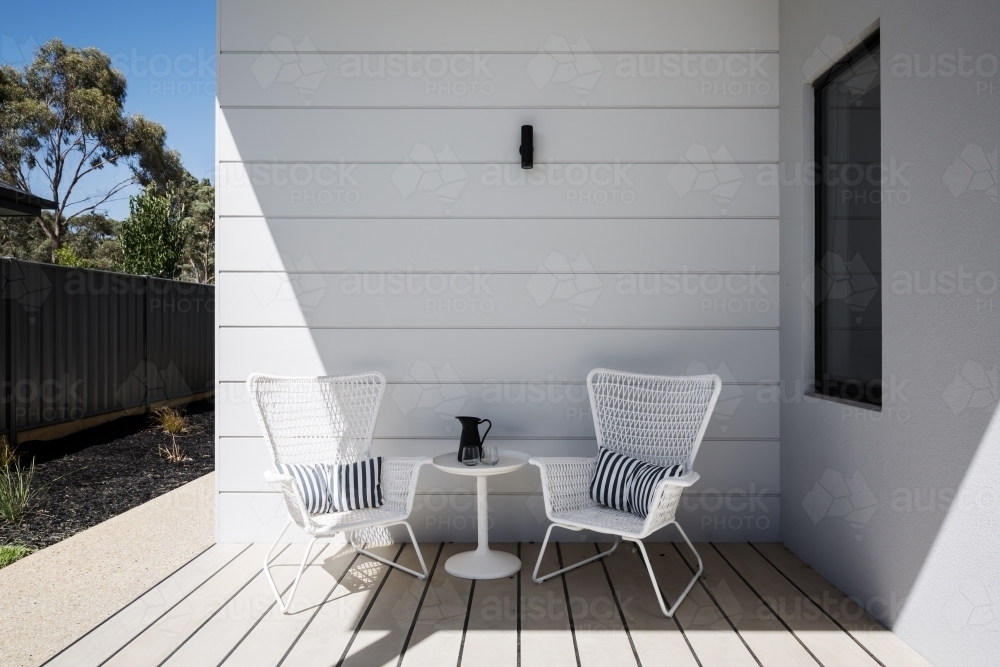Outdoor sitting space on an al fresco deck - Australian Stock Image
