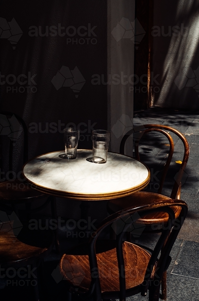 Outdoor Table with Beer Glasses - Australian Stock Image