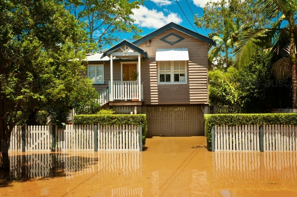 Outside a flooded house in the 2013 floods in Brisbane - Australian Stock Image