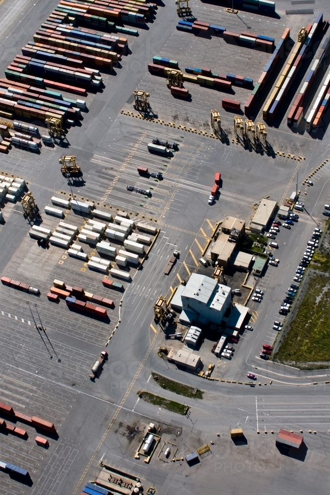 Overhead drone shot of shipping port - Australian Stock Image