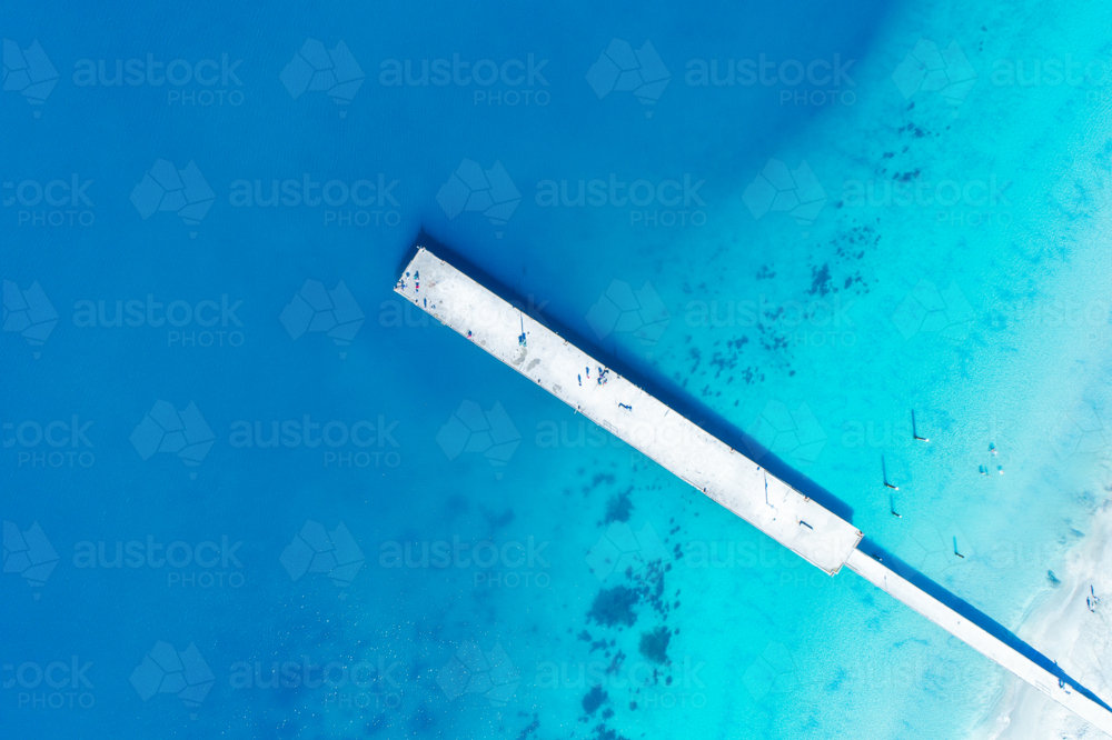 Overhead Of Blue Ocean Coastline & Jetty - Australian Stock Image
