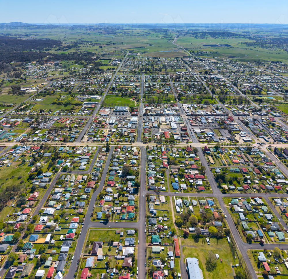 Overhead view of Glen Innes, New South Wales - Australian Stock Image