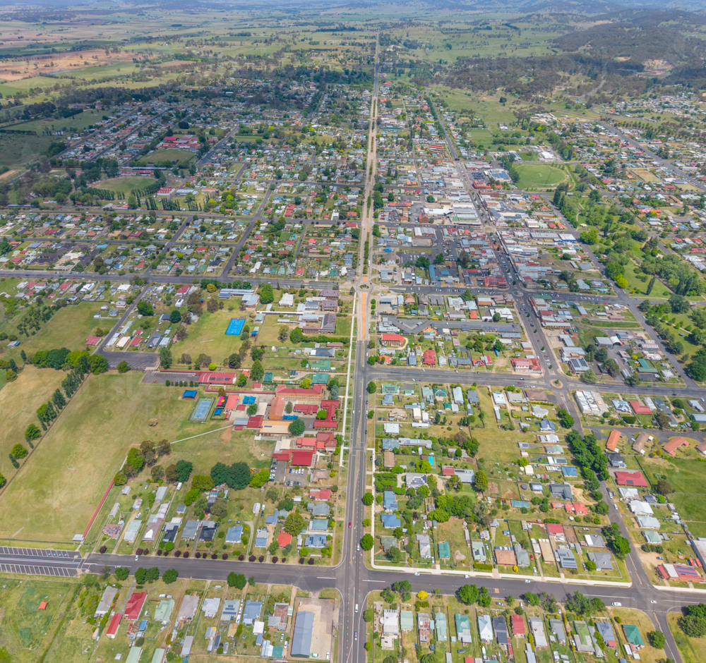 Overhead view of Glen Innes, New South Wales - Australian Stock Image