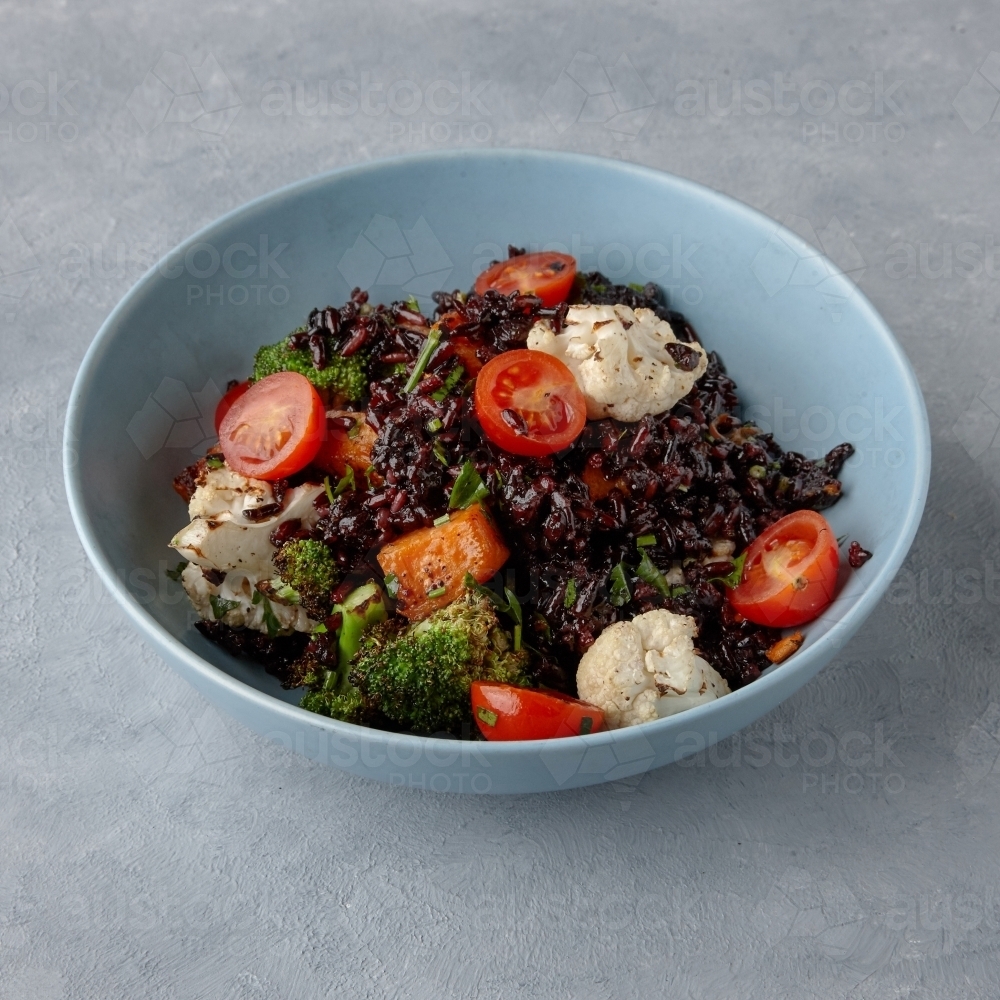 Overhead view of salad on table : Austockphoto Overhead view of salad on table - Australian Stock Image
