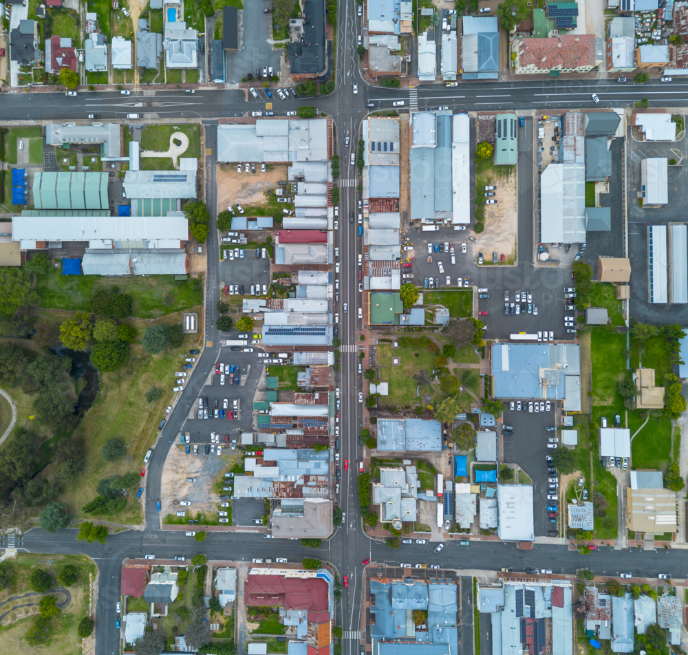 Overhead view of Tenterfield in northern New South Wales, Australia - Australian Stock Image