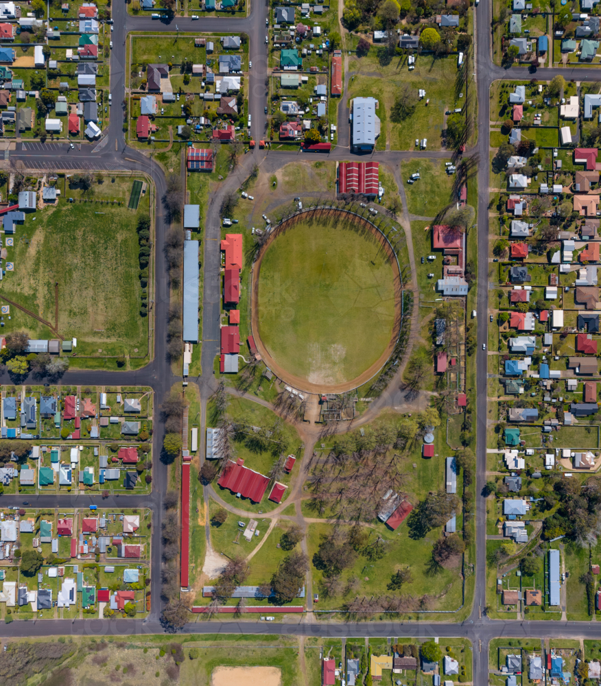 Overhead view of the Showground in Glen Innes, New South Wales - Australian Stock Image