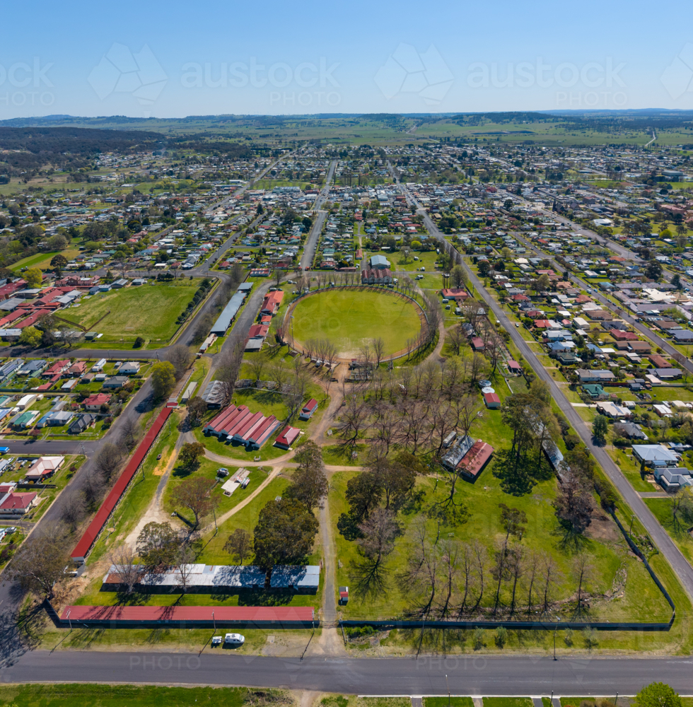 Overhead view of The Showground in Glen Innes, New South Wales - Australian Stock Image