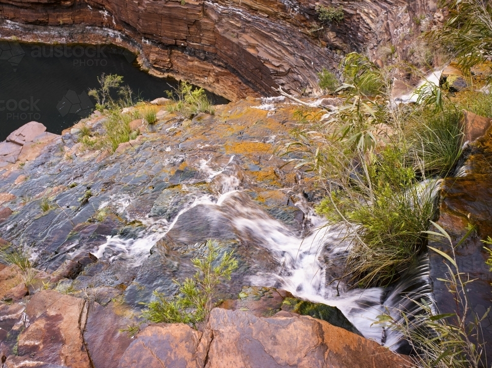Overhead view of waterfall in national park - Australian Stock Image