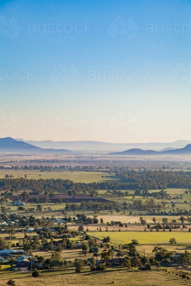 Overlooking view of town and rural landscape near Gunnedah - Australian Stock Image