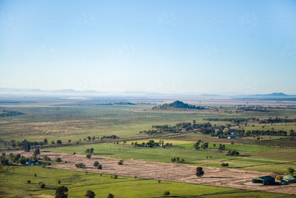 Overlooking view of town and rural landscape near Gunnedah - Australian Stock Image