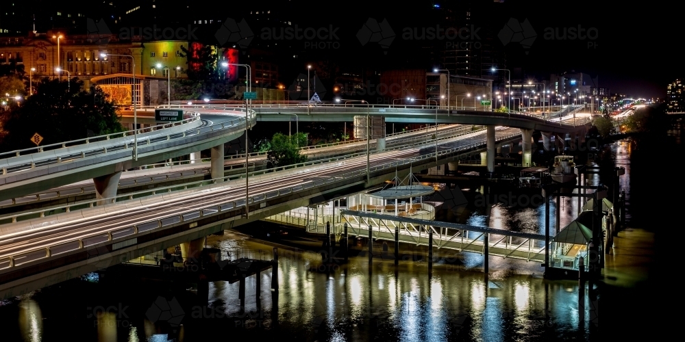 Pacific Motorway at night - Australian Stock Image