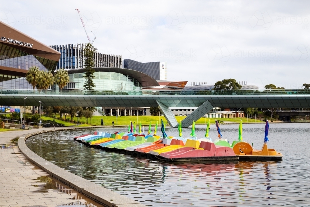 Paddle Boats on River Torrens - Australian Stock Image