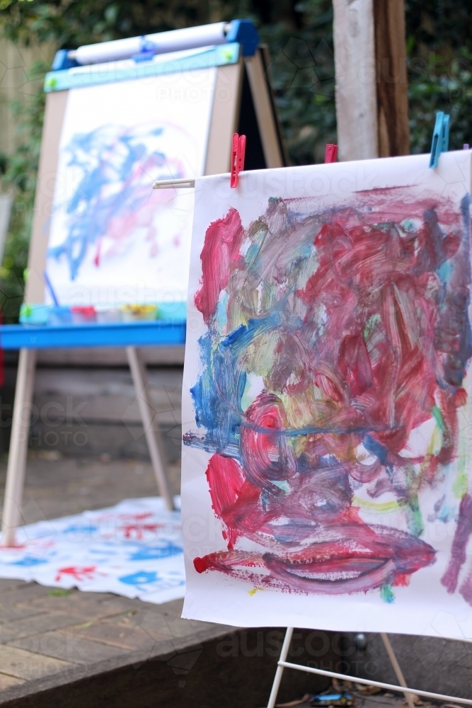 Painting drying infront of easel - Australian Stock Image