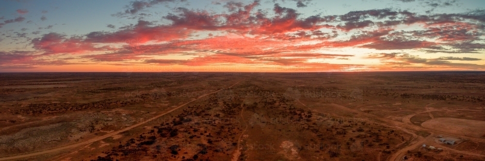 Panorama of outback at sunset - Australian Stock Image