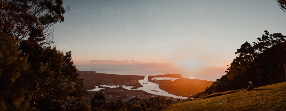 Panorama of sunrise views over the coastal town of Laurieton - Australian Stock Image