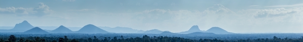 Panorama of the Glass House Mountains in Queensland. - Australian Stock Image