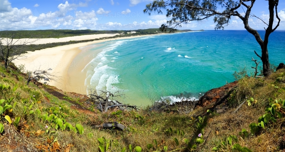 Panorama view from Indian Head on K'gari Fraser Island, QLD. - Australian Stock Image