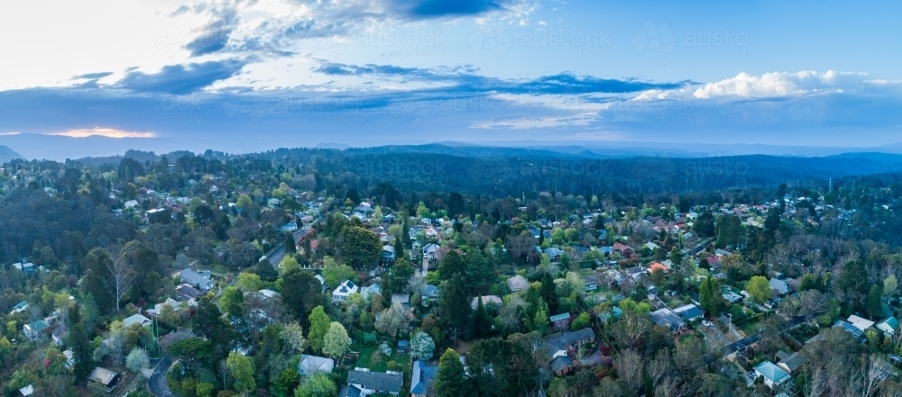 Panoramic aerial view of Blackheath near Katoomba, Blue Mountains. - Australian Stock Image