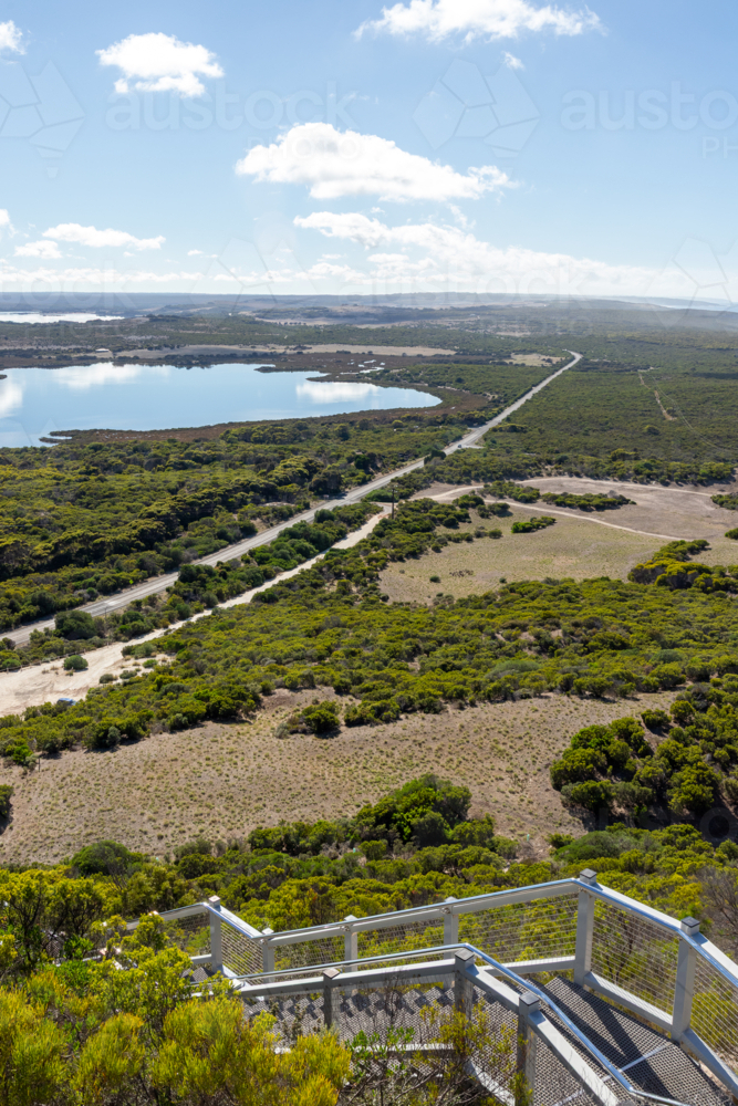 Panoramic View from Prospect Hill Lookout Platform Over Pelican Lagoon and Coastal Bushland - Australian Stock Image