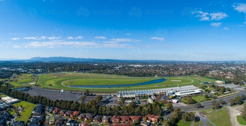 Panoramic view of race course track for car and horse racing - Australian Stock Image