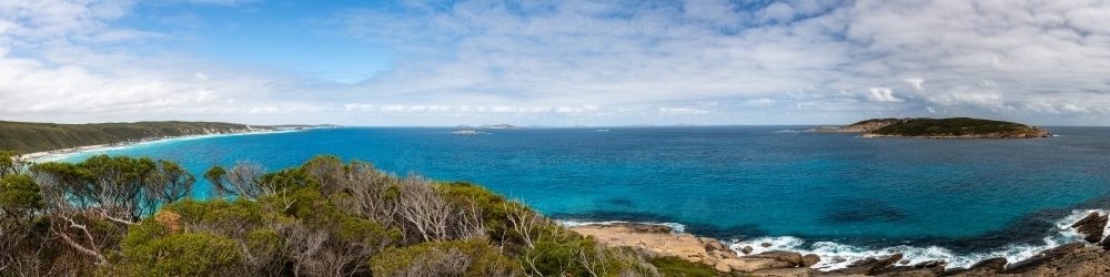 Panoramic view of Southern Ocean Coast line from Great Ocean Drive - Australian Stock Image