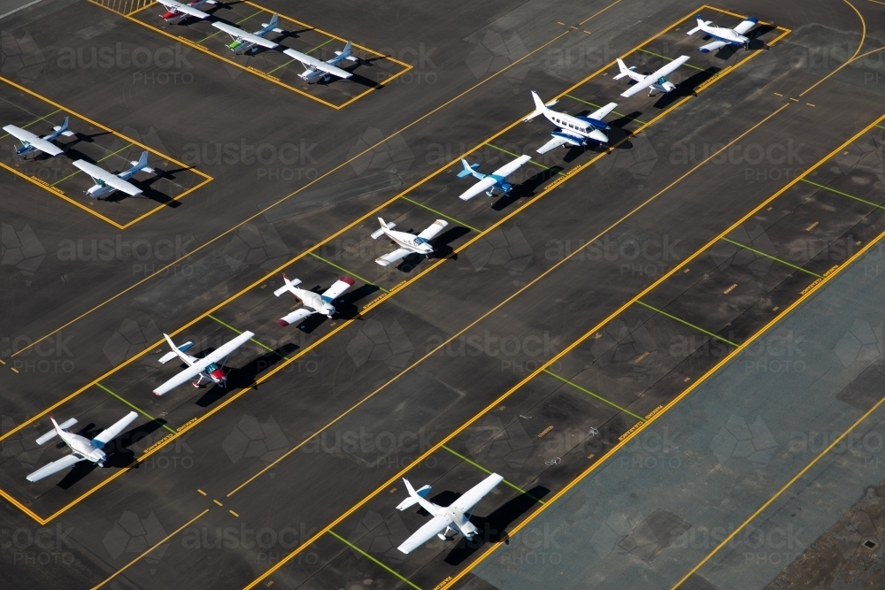 Parked Light Aircraft - Australian Stock Image