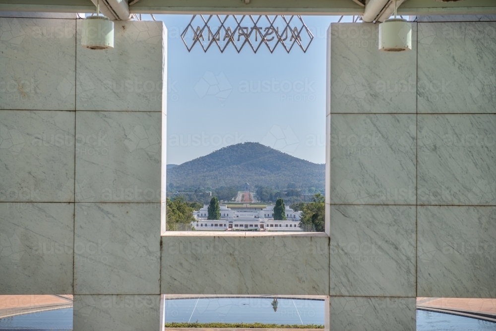 Parliament House, Canberra looking towards War Memorial - Australian Stock Image