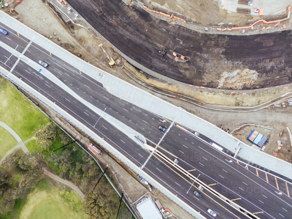 Parts of Northeast Link under construction in Bulleen - Australian Stock Image