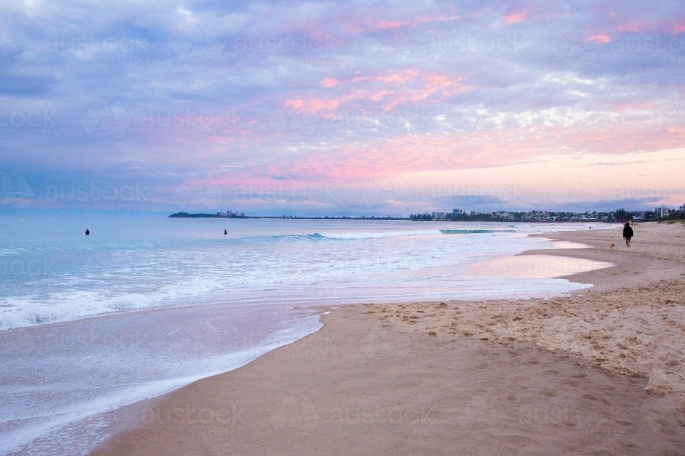 pastel beach sunshine coast sunset - Australian Stock Image