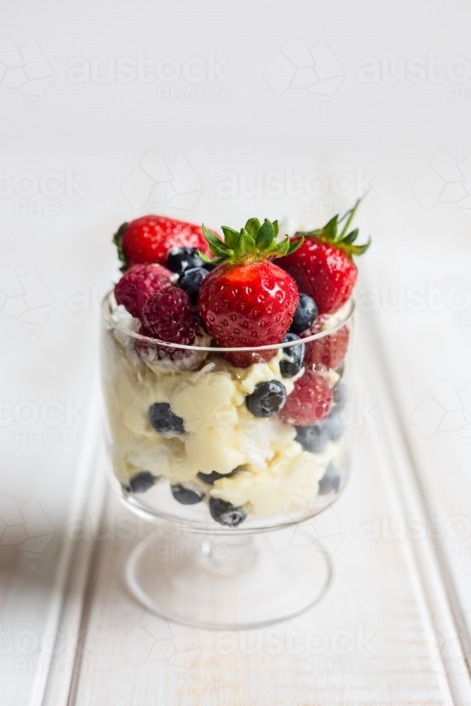 pavlova in a glass cup - Australian Stock Image