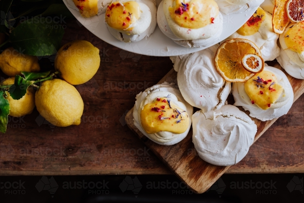 Pavlovas on a country table - Australian Stock Image