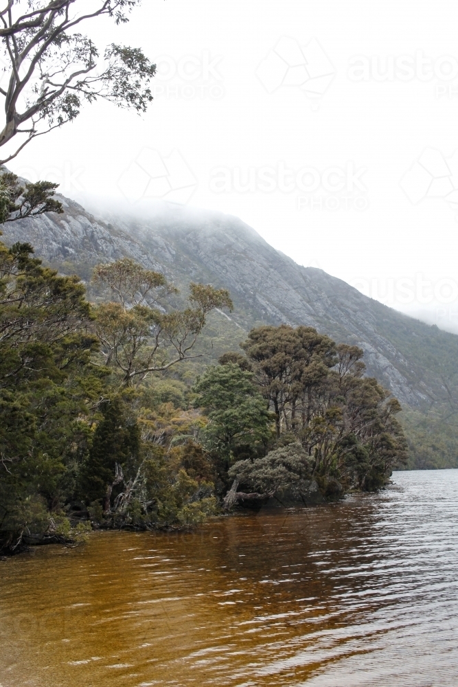 Peaceful lake scene, Dove Lake - Australian Stock Image
