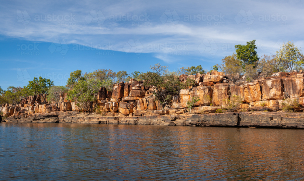 Peaceful waters of Warla Gorge (Hann River Gorge) - Australian Stock Image