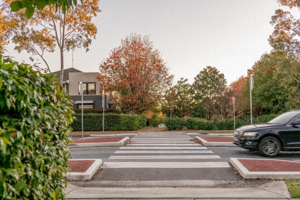 Pedestrian crossing on a speed hump on a suburban Sydney street - Australian Stock Image