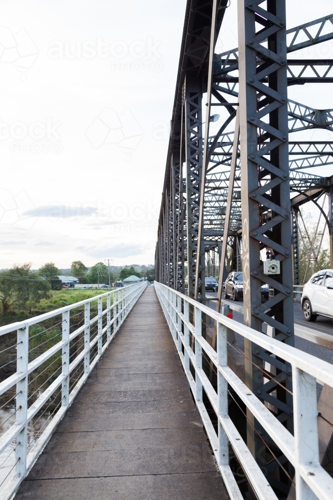 Pedestrian crossing over old truss bridge - Australian Stock Image