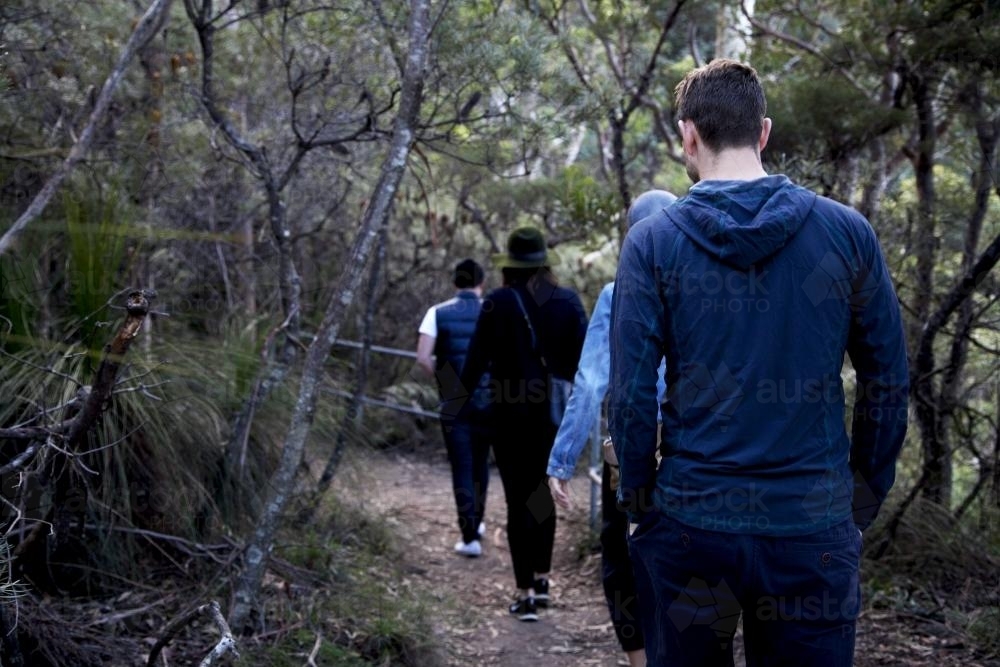 People on a bush walk - Australian Stock Image