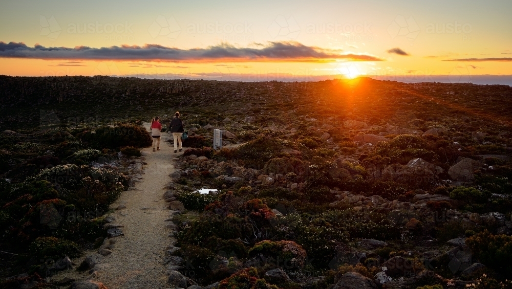 People on a Hiking Track on Mt Wellington - Australian Stock Image