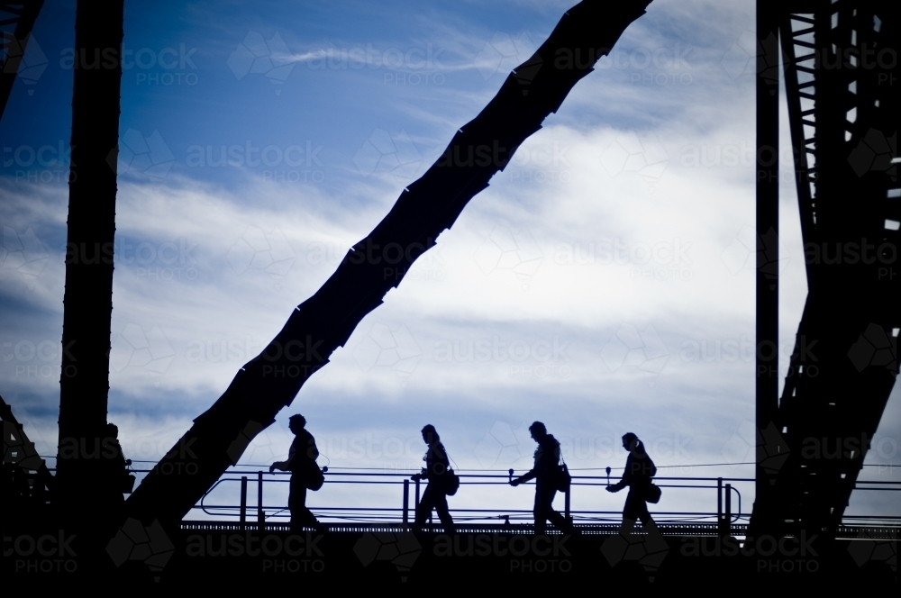 People Walking on Sydney Harbour Bridge - Australian Stock Image