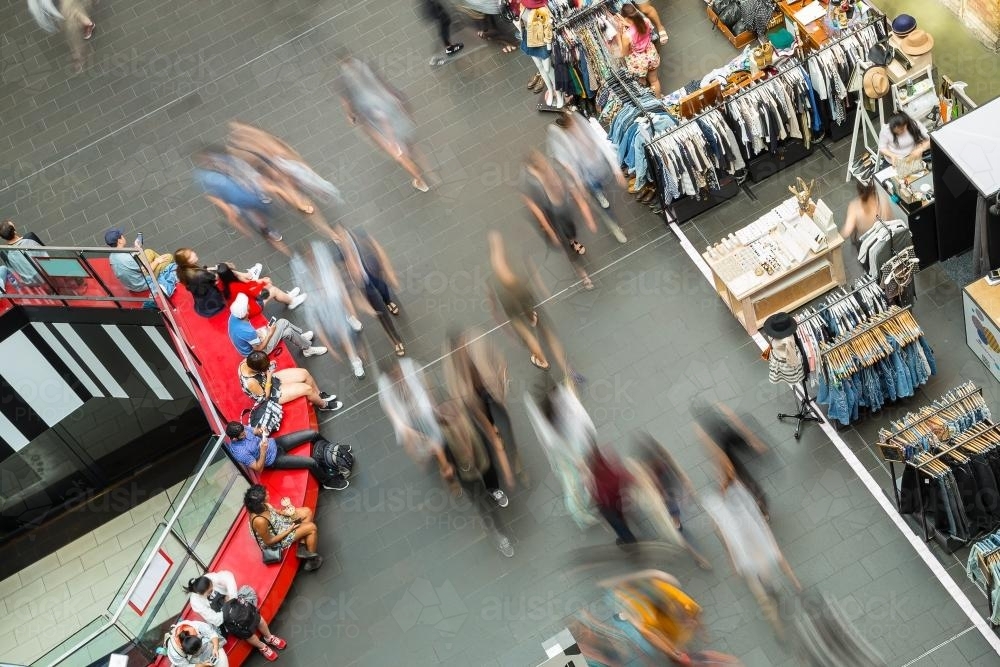 People walking through a busy shopping centre - Australian Stock Image