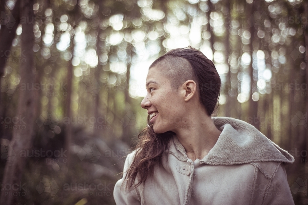 Person in forest - Australian Stock Image