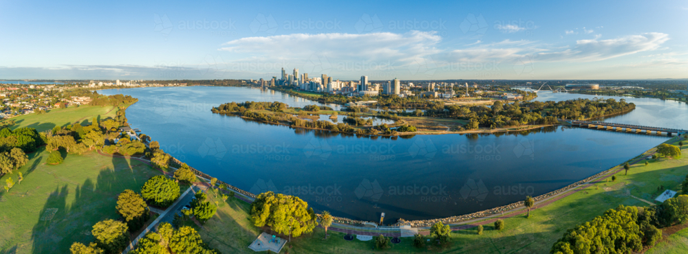 Perth City Aerial & Swan River - Australian Stock Image